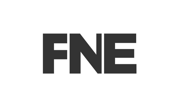 FNE logo design template with strong and modern bold text. Initial based vector logotype featuring simple and minimal typography. Trendy company identity.