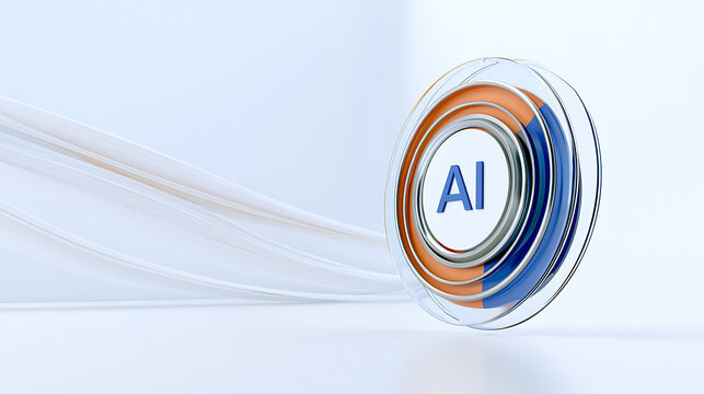 Abstract artificial intelligence symbol on clean white background with minimal modern design for digital technology and future concept themes
