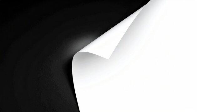 Paper corner peels back, revealing stark white from under deep black in a crisp, minimalist design