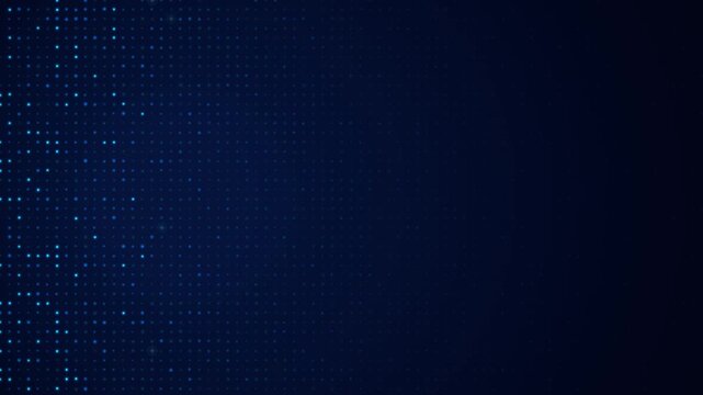 Abstract Dark Blue Digital Background with Glowing Blue Square Pixels and Futuristic Grid Pattern Motion Graphic Animation