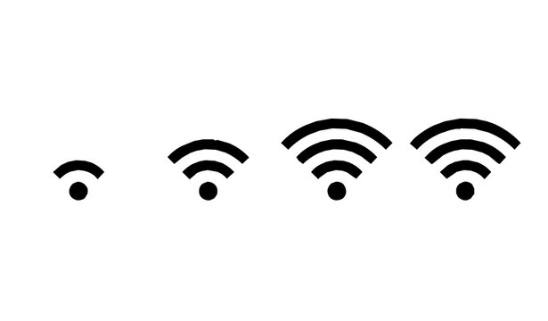 WiFi Signal Strength Icon Set, Four Level Wireless Connection Indicators Vector