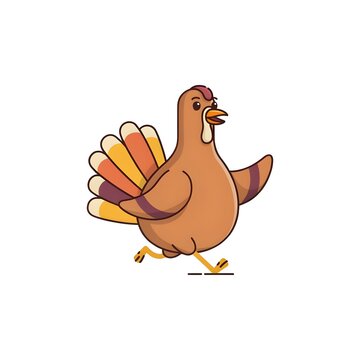 Cheerful Running Turkey Cartoon Design