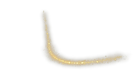 Golden magic sparkle trail with glowing particles isolated on transparent background © TaraSana