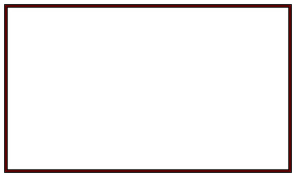 A rectangular frame featuring black on the outside and a double red border on the inside.