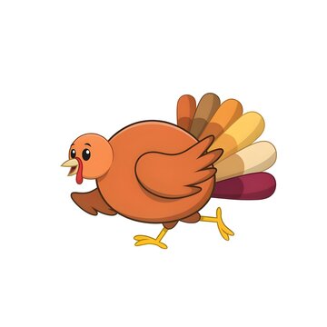 Running Turkey Cartoon Illustration for Thanksgiving Fun