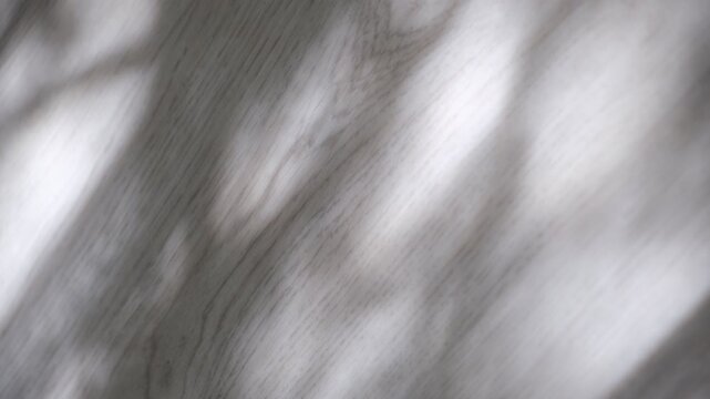 In the hushed stillness of the room, shadows glide softly over the white-gray floor, wall, parquet like whispers of light, creating a calm, meditative atmosphere.