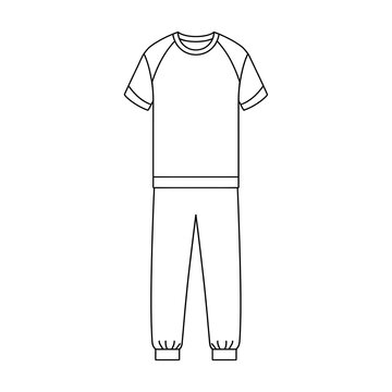 Mens chino pants pure 2 color line art vector illustration isolated on white background