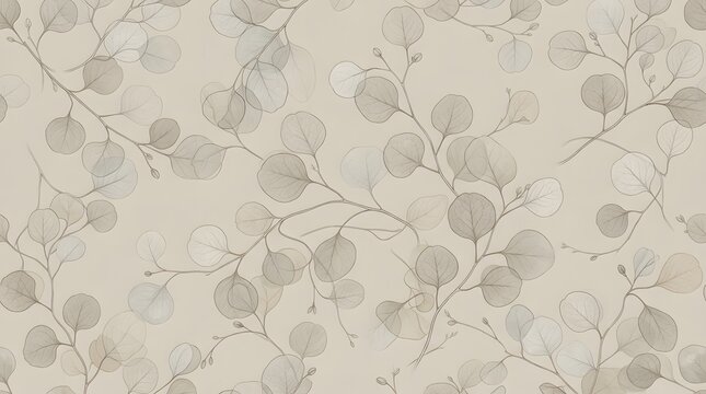 Eucalyptus leaf pattern with muted earthy tones.