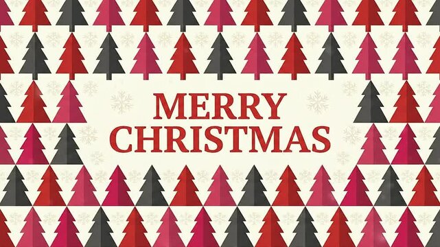 Merry Christmas Animated Greeting with Pine Trees Pattern Background
