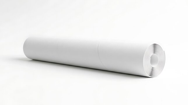 Blank white paper roll isolated on white background.