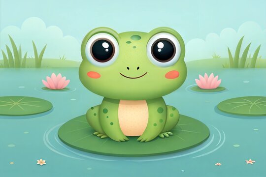 Cute cartoon frog set