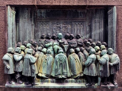 Photo of the Reformation monument (Reformationsmonumentet) at Bispetorvet in Copenhagen, Denmark. 
