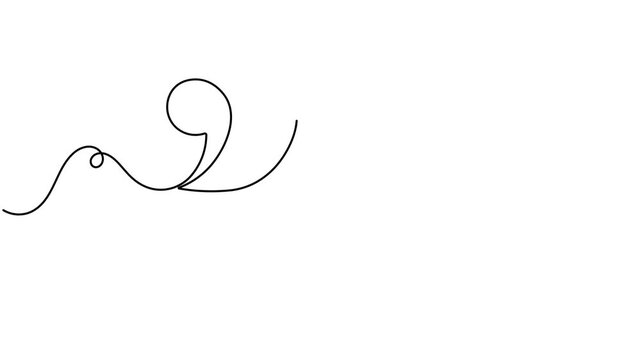 Animated double quote marks icon sign continuous one line drawing moving on white background minimalist ideal  for expression story and paragraph concept symbol animation