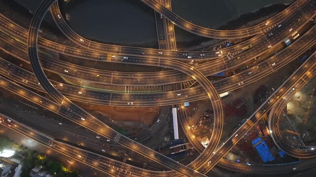 Aerial Evening View of Mumbai Coastal Road Interchange Over Arabian Sea Mumbai Maharashtra India