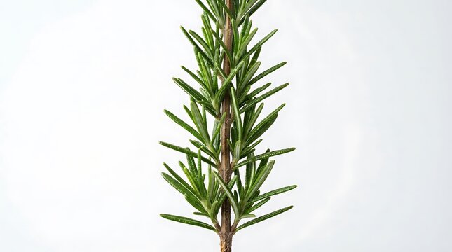 Fresh rosemary sprig isolated on a white background.