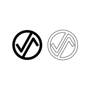 Checkmark abstract letter monogram circle logo set with black vector icon