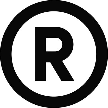 Register mark icon vector for websites, computers, and mobile apps, representing trademark registration, brand protection, legal rights, ownership, and intellectual property.