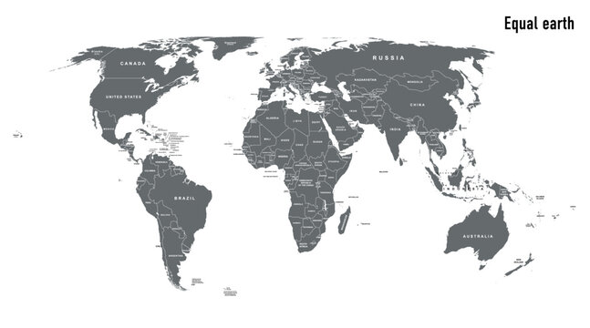 World map vector globe template - equal earth 