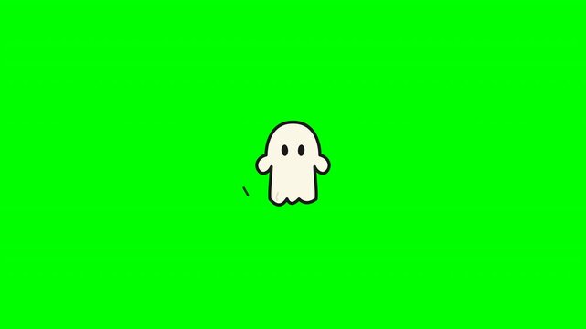 ghost halloween icon spooky character floating on green screen background for video editing and animation