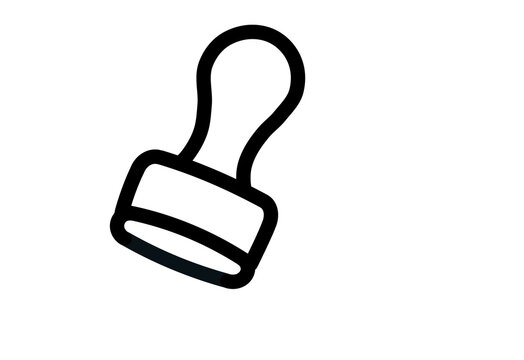 Black outline rubber stamp office tool icon transparent background