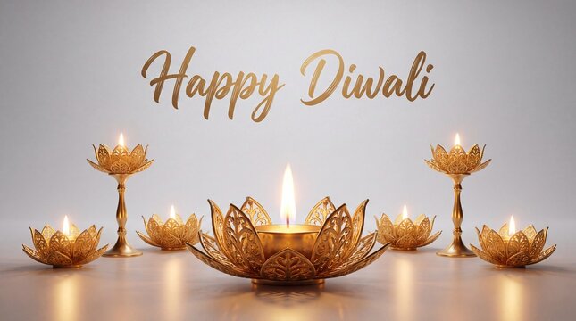 3D rendering for diwali festival Diwali, Deepavali or Dipavali the festival of lights india with gold diya on podium, patterned and crystals on color ... See More