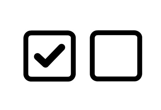 Black outline checked and unchecked checkbox pair transparent background