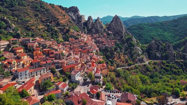 Aerial View of Castelmezzano Village, Basilicata, Italy