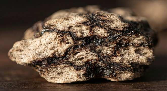 Agarwood oud resin veins saturating aquilaria tree wood macro