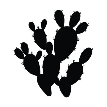 Minimalist Black Prickly Pear Cactus Silhouette Vector. Nopal Desert Plant Icon for Mexican Independence Day.