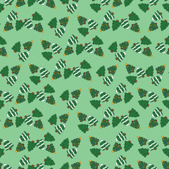 Fototapeta premium Cute seamless pattern icon of Christmas trees for holidays and New Year celebrations