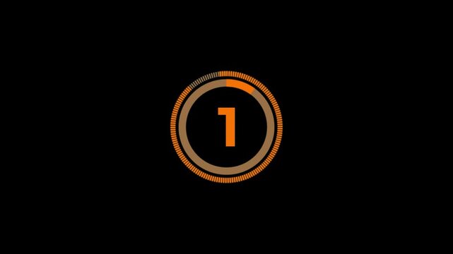 5 second countdown timer, digital circular animation on black background.Simple 5-second countdown timer version included Movies start intro 5 4 3 2 1 0 count down