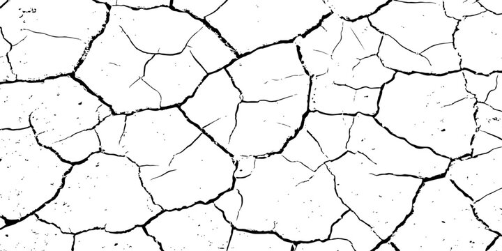 Vector grunge style cracked texture with cracked pattern background, isolated on a background. llustrat.Abstract grunge scratch wall texture design and black damaged rusty crack on white background,