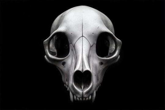Dog skull isolated on black background.