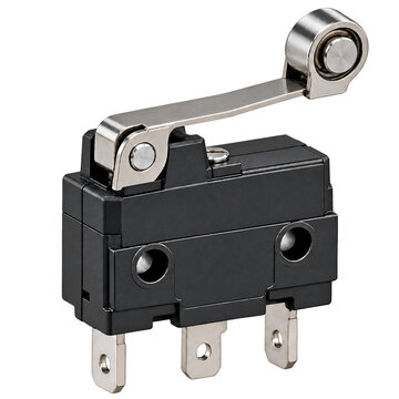 Limit Switch Micro Roller Lever Mechanical Sensor Isolated Background