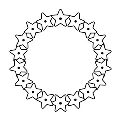 Fototapeta premium Star wreath border with black dots on white background for decoration purposes