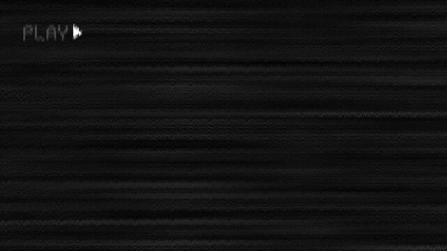 Retro VHS tape play screen overlay with dark scanlines and static distortion