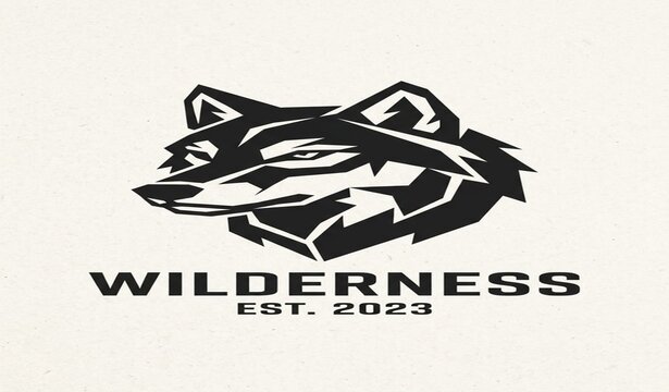 Stylized Minimal Wolf Head Logo Vector Illustration