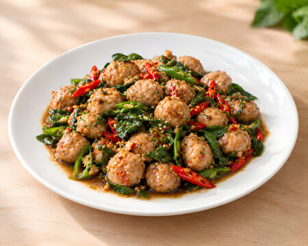 Stir-Fried Seasoned Pork Paste with Holy Basil - Pad Krapow Moo Den