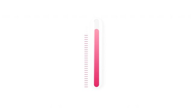 Vertical gradient progress bar with measurement scale on white background