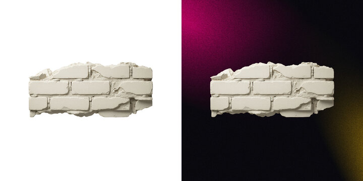 White painted brick wall fragment with distressed textures for industrial loft and urban architectural design.