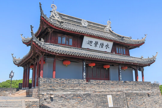 Suzhou, China, the ancient Panmen Gate, the world's only surviving dual land and water city gate