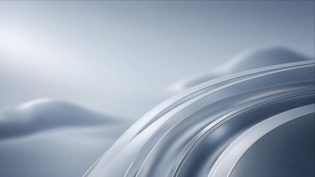 Cinematic Futuristic Technology Background with Smooth Silver Curves, Metallic Waves, and Abstract Flowing Design for Sleek Digital Presentation and Modern Visual Concept