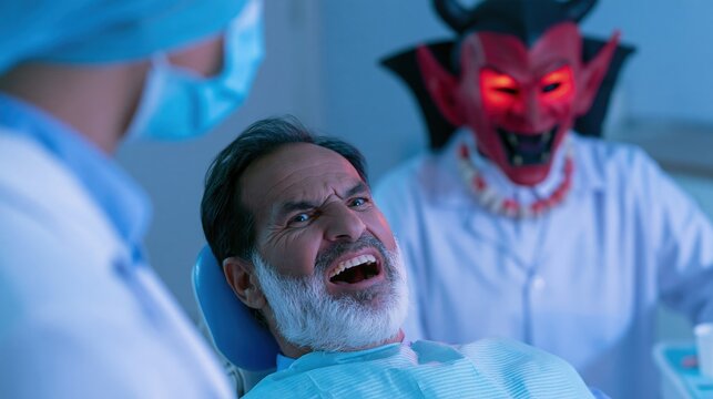 Metaphor for dental fear: anxious patient hyperbolizes the dentist as monster and mad scientist