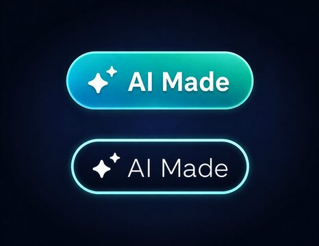 Modern futuristic ai made button with glowing blue and white design