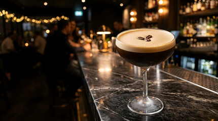 Obraz premium Espresso Martini Cocktail on Marble Bar