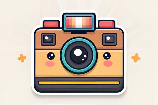 sticker of a cartoon flashing camera