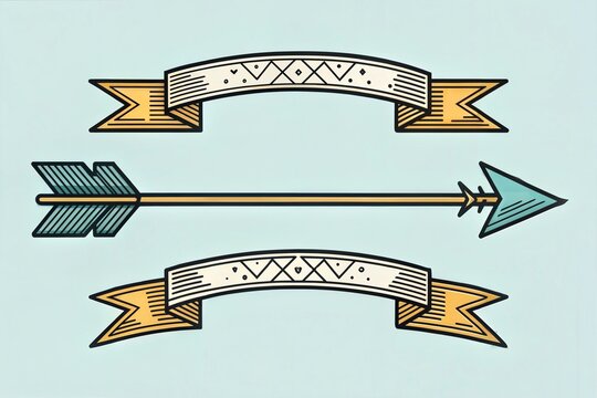 Arrows Doodle Line Art Illustration. Hand Drawn Vector Clip Art. Banner Set Logos.