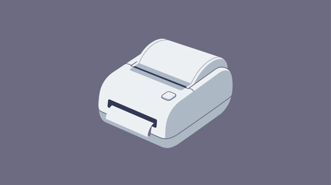 Modern Portable Thermal Mini Printer 3D Isometric Design with Paper Output for Wireless Printing Solutions