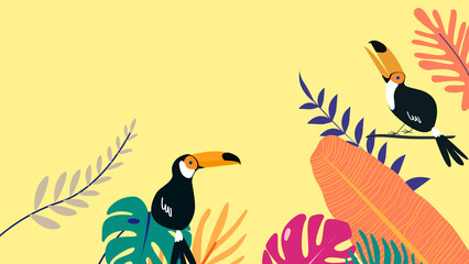 Colorful tropical summer desktop wallpaper, yellow design © Rawpixel.com