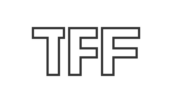 TFF logo design template with strong and modern bold text. Initial based vector logotype featuring simple and minimal typography. Trendy company identity.